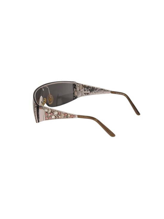 Lulu Guinness Vintage Crystal BBL004 Sunglasses Silver Innovative Shield Shades main image 5